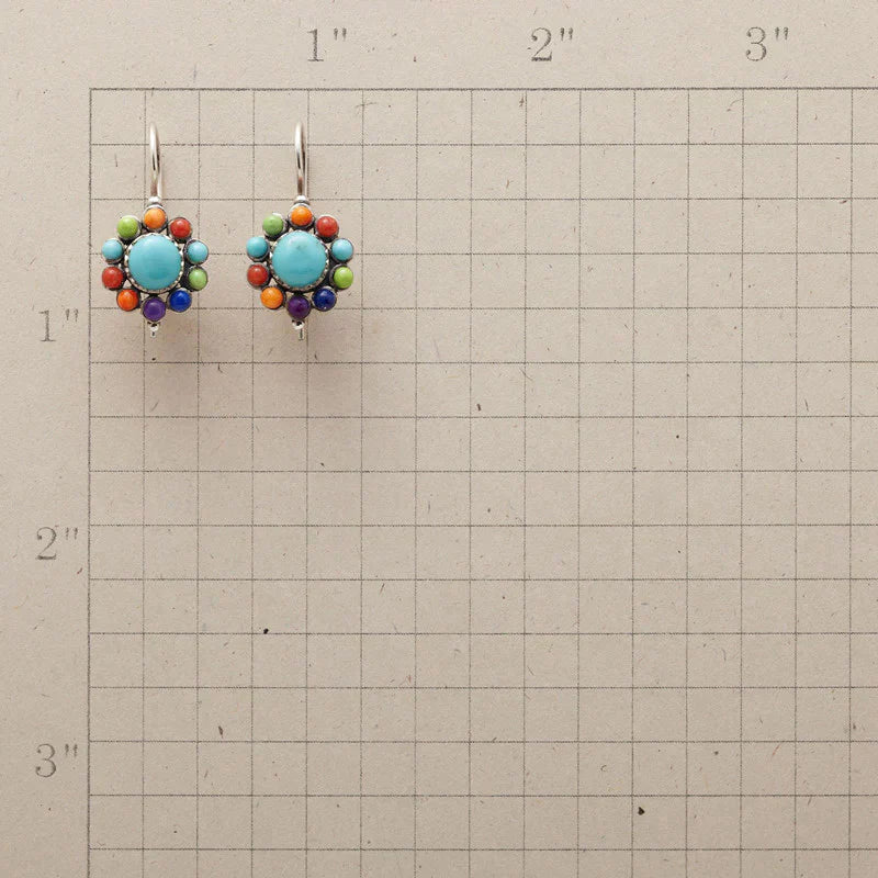 Pendientes Redondos Turquesa Multicolor