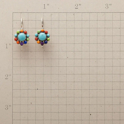 Pendientes Redondos Turquesa Multicolor