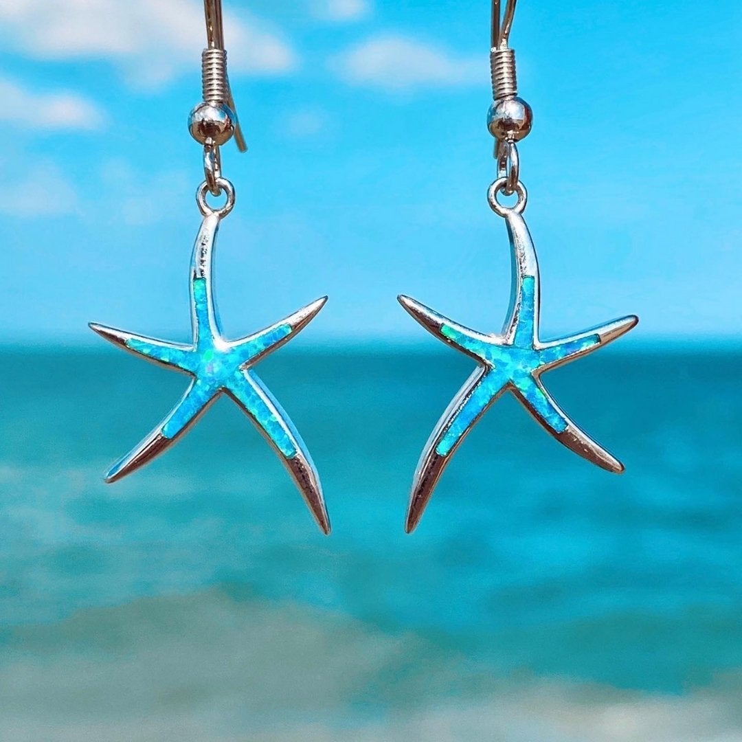 Pendientes Estrella de Mar en Ópalo y Plata