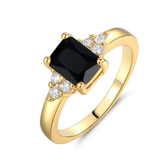 Anillo de Espinela Negra y Bageta - Joyas de Sophia