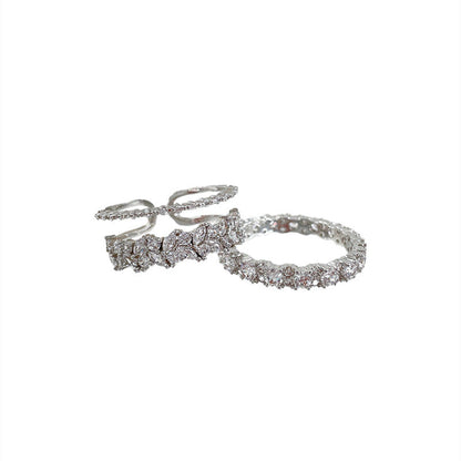 Anillos gemelos Cascada con circonitas