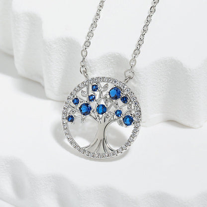 Collar árbol de la vida de zafiro | Oro blanco
