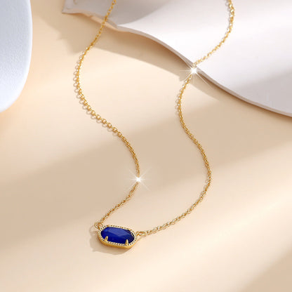 Collar oval clásico de zafiro | Oro
