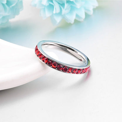 Anillo banda eternidad de rubí | Oro blanco