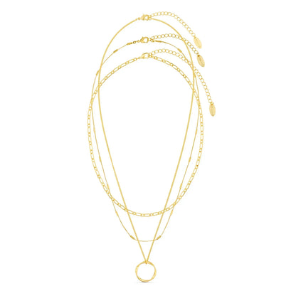 Collar de círculo abierto de tres hileras | Oro blanco