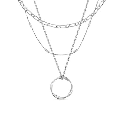 Collar de círculo abierto de tres hileras | Oro blanco