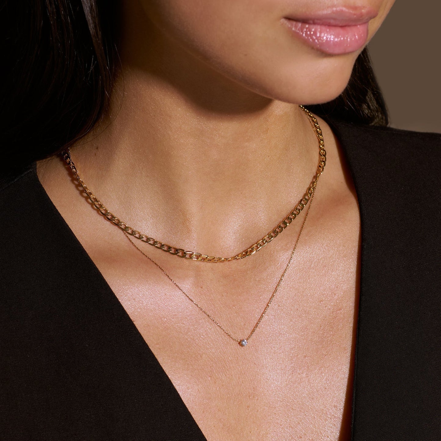 Collar de cadena plana Curb | Oro blanco