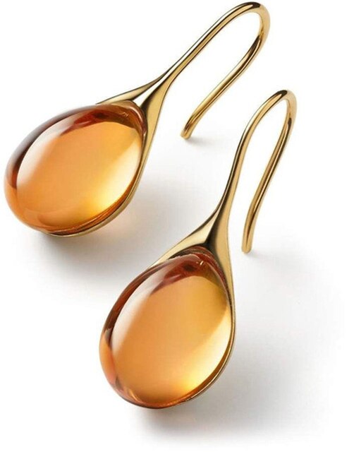 Pendientes de Gota de Cristal en Oro y Plata