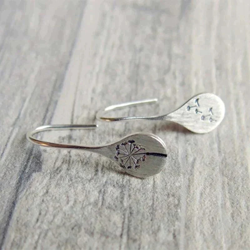 Pendientes de hoja de diente de león en plata esterlina 925