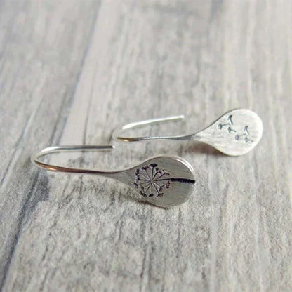 Pendientes de hoja de diente de león en plata esterlina 925