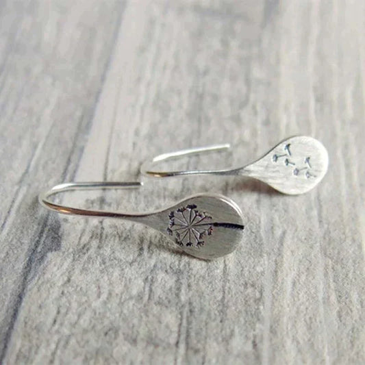 Pendientes de hoja de diente de león en plata esterlina 925