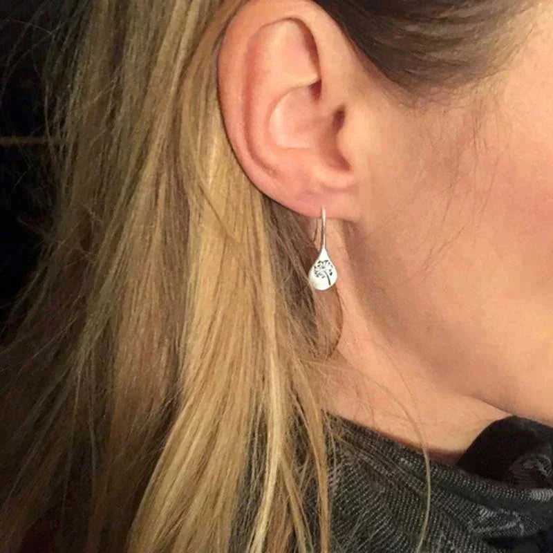 Pendientes de hoja de diente de león en plata esterlina 925