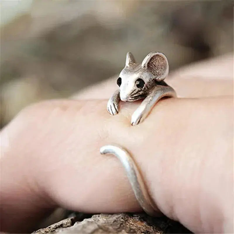 Anillo de ratón de plata vintage