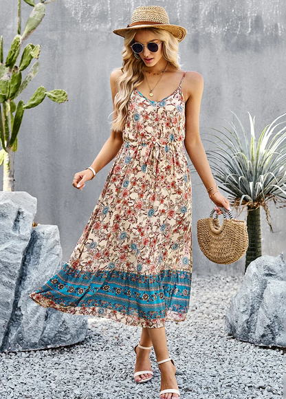 Yara - Vestido Largo Estilo Vintage sin Mangas Primavera Verano para Mujer