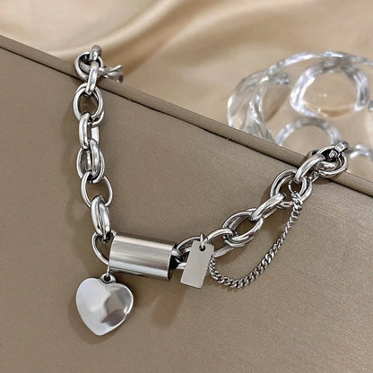 Pulsera gruesa Heartened | Oro blanco