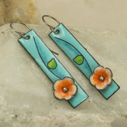 Pendientes florales de esmalte