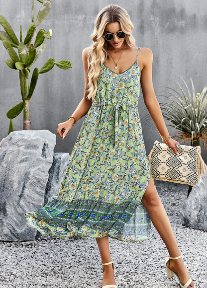 Yara - Vestido Largo Estilo Vintage sin Mangas Primavera Verano para Mujer