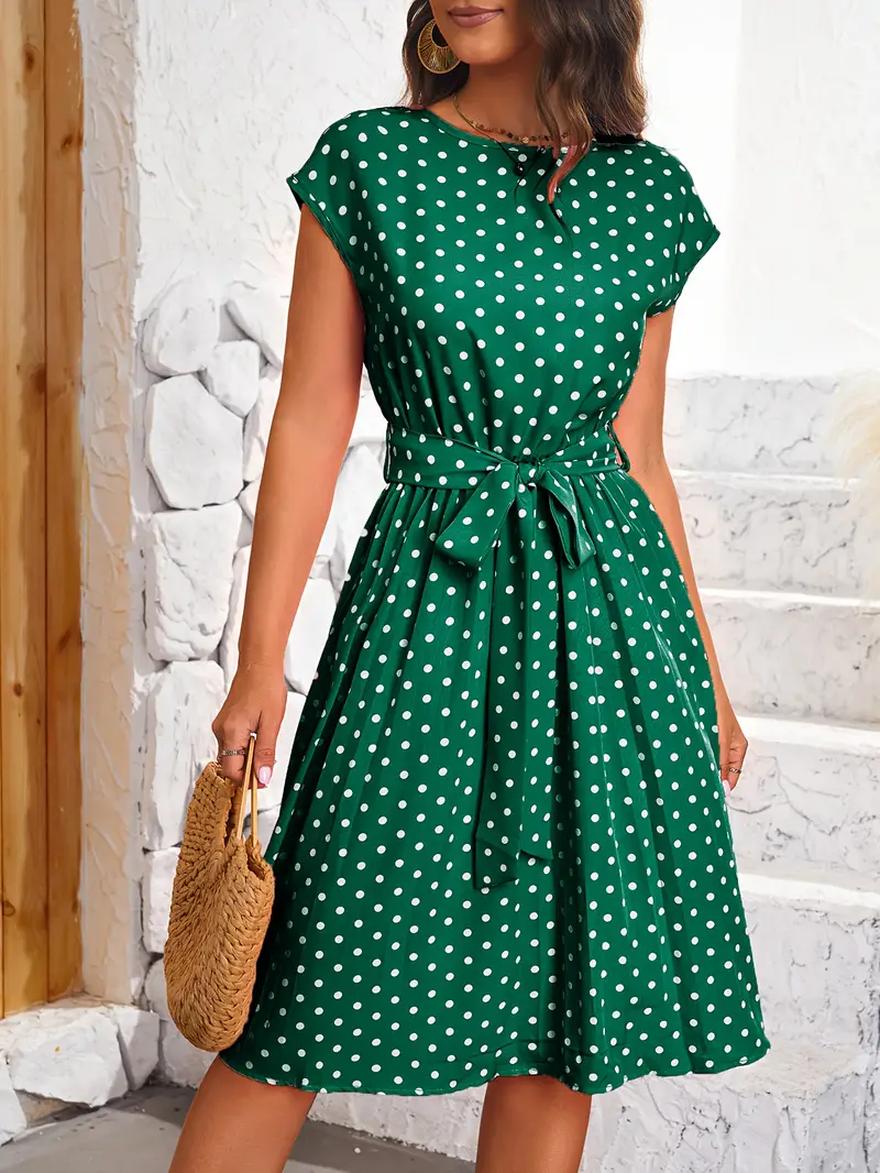 Carla - Vestido Elegante Plisado con Estampado de Lunares Primavera Verano para Mujer