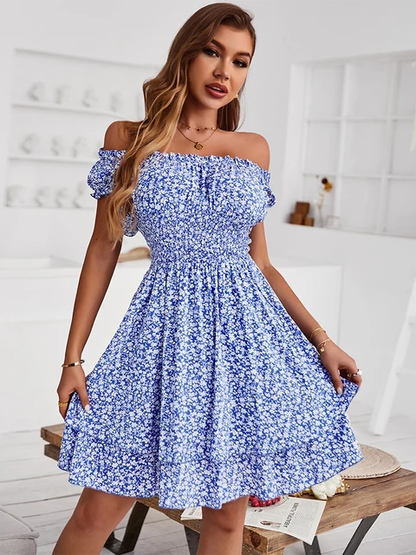 Aldara - Vestido Estampado Floral Manga Corta Primavera Verano para Mujer