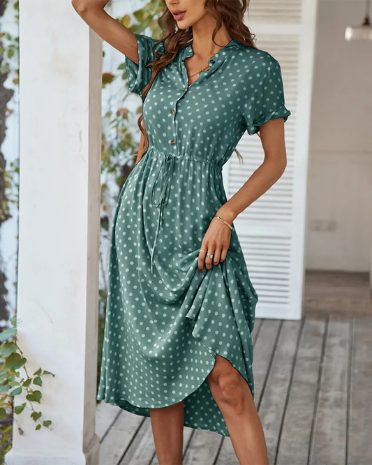 Nerea - Vestido Camisero con Estampado de Lunares Primavera Verano para Mujer