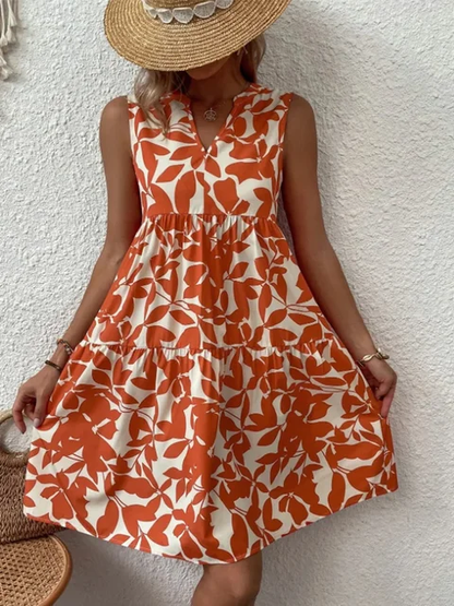 Maria - Vestido Corto Estilo Bohemio sin Mangas Primavera Verano para Mujer