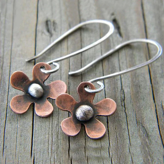 Pendientes vintage flor en plata