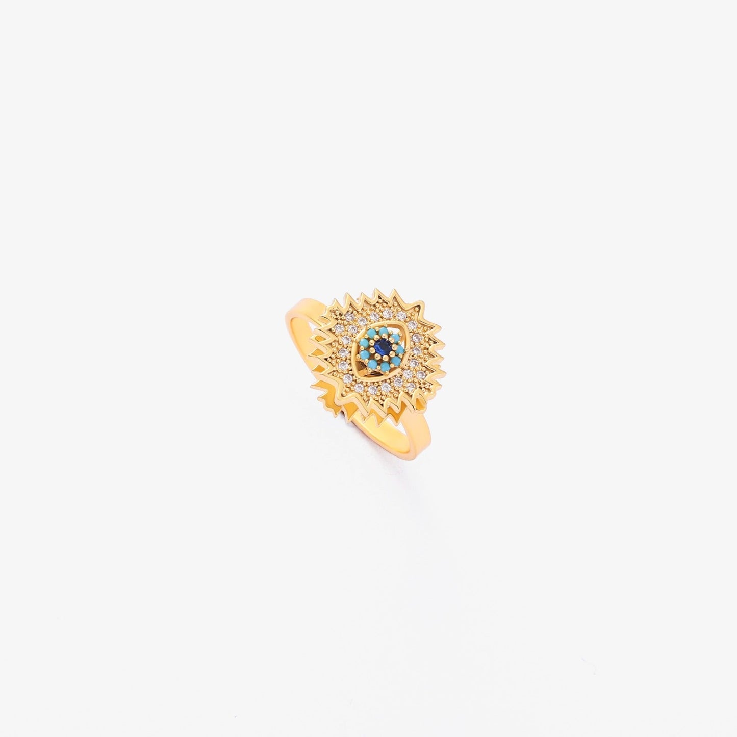 Anillo giratorio rayo de sol de zafiro | Oro