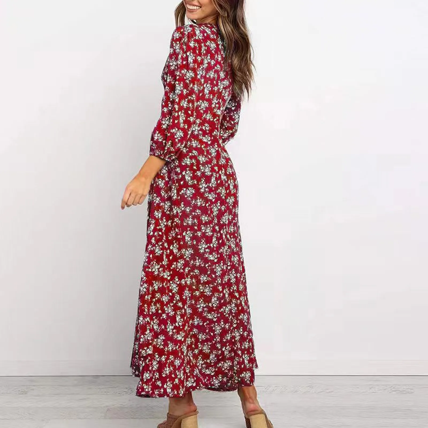 Sol - Vestido Largo Estilo Bohemio de Marga Larga Primavera Verano para Mujer