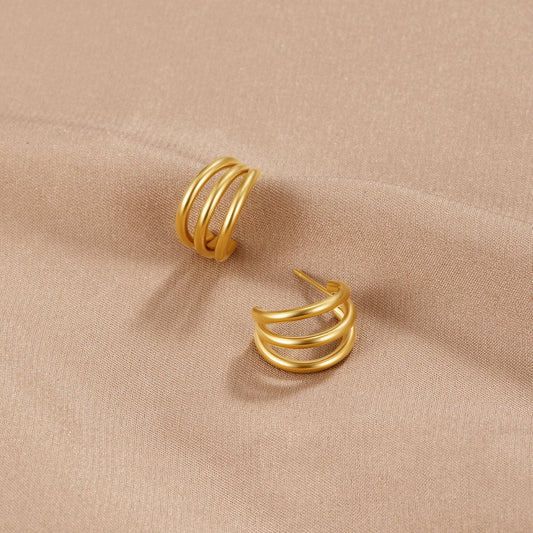 Pendientes triples de oro Ana