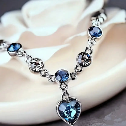 Pulsera brillo Ocean Heart | Oro blanco