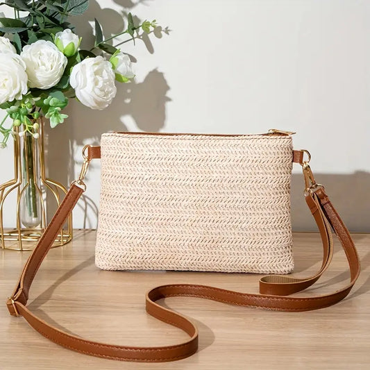 Elisa - Bolso Tejido de Hierba Beige Chic