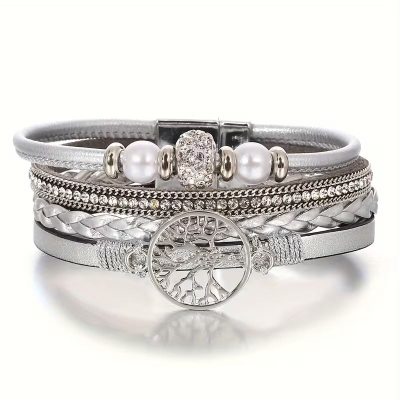 Pulsera Elegante Multicapa Árbol de la Vida