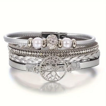 Pulsera Elegante Multicapa Árbol de la Vida