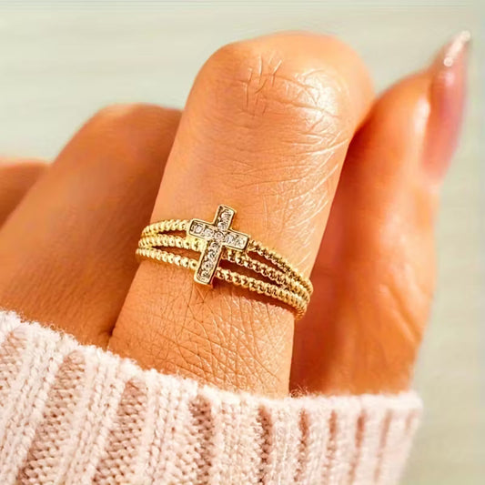 Anillo ajustable de 3 capas entrelazadas