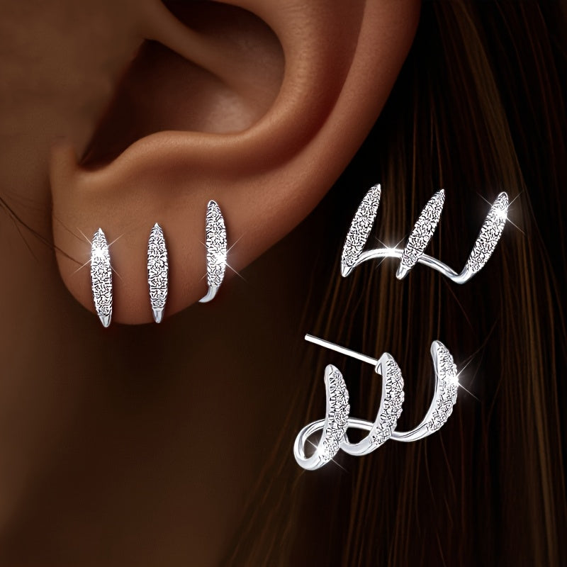 Pendientes de botón elegantes de strass con tres garras