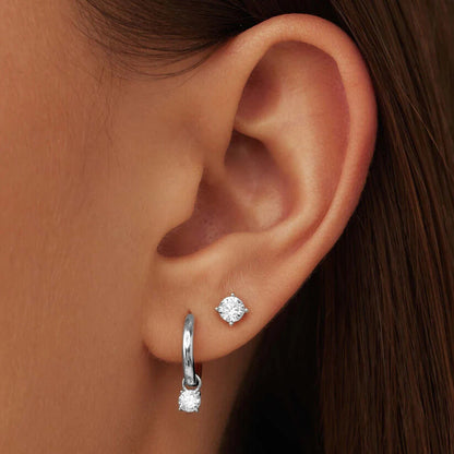 Set de pendientes de piedra Larmes de Lune | Oro blanco