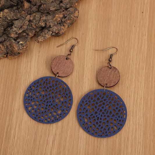 Pendientes Bohemios Retro de Madera y Cuero