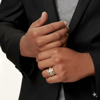 Anillo Grueso Vintage en Oro y Plata