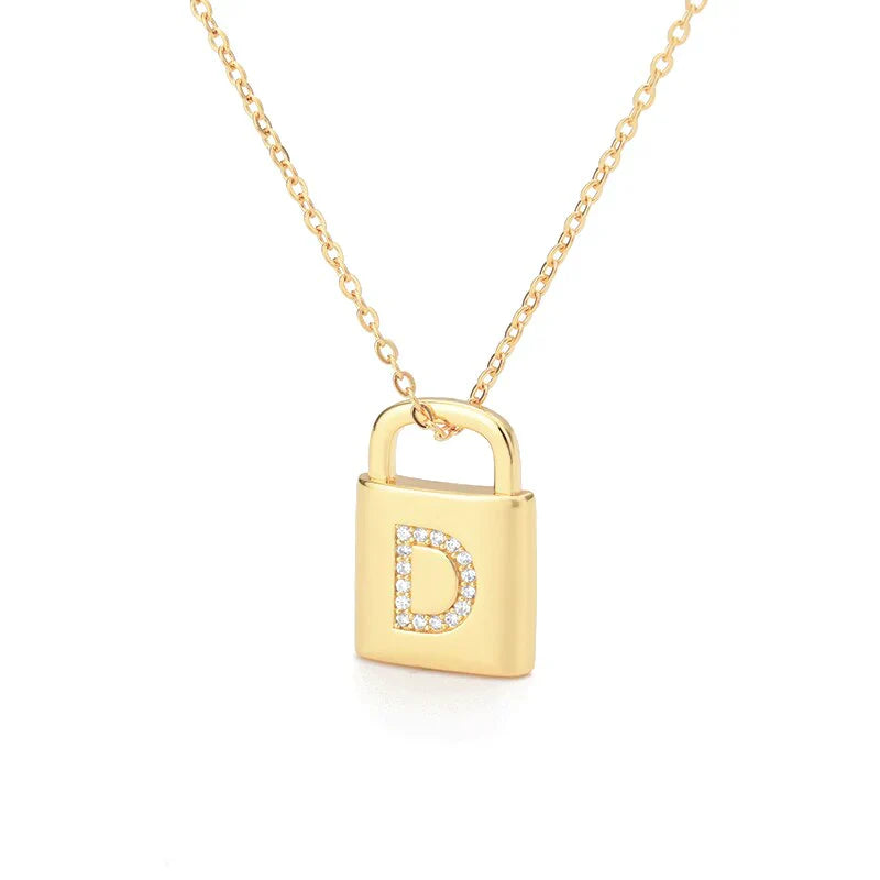 Collar del Candado de Inicial Dorada