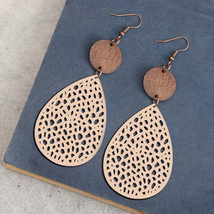 Pendientes de Cuero Estilo Vintage con Calado
