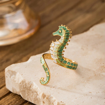 Anillo Ajustable Caballito de Mar Estilo Bohemio