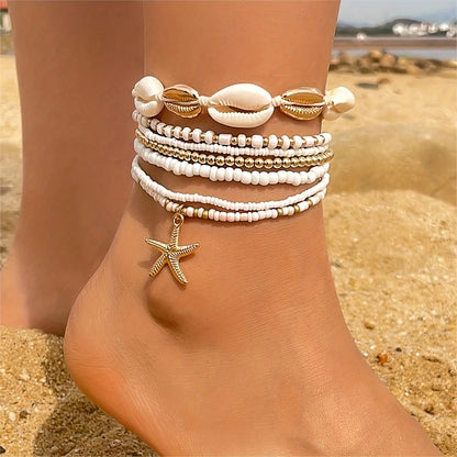 Conjunto de 7 Tobilleras Elegantes para Verano