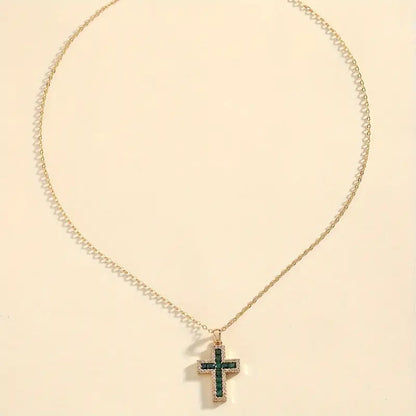 Collar con colgante cruz de esmeralda Solene | Oro