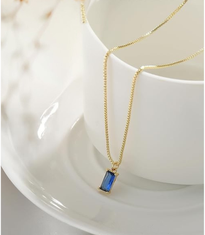Colgante minimalista de zafiro | Oro blanco