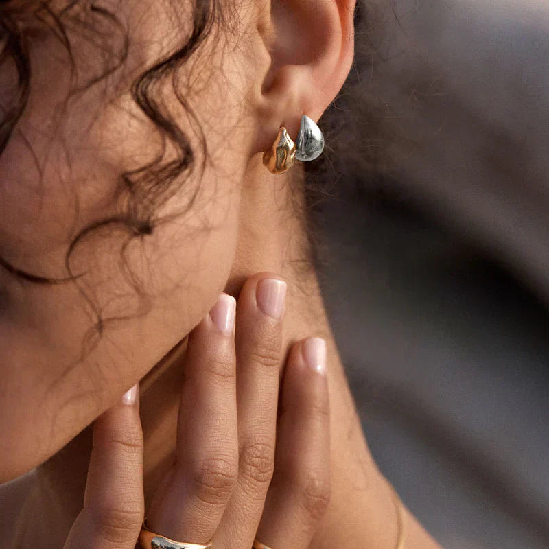 Pendientes colgantes Mato Drop | Oro blanco