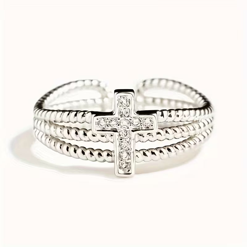 Anillo ajustable de 3 capas entrelazadas