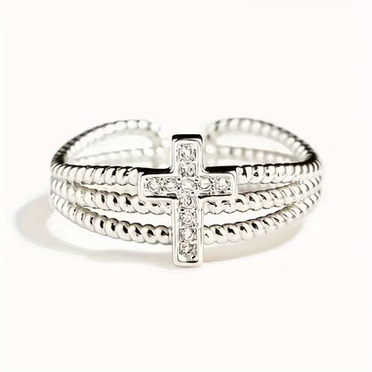 Anillo ajustable de 3 capas entrelazadas