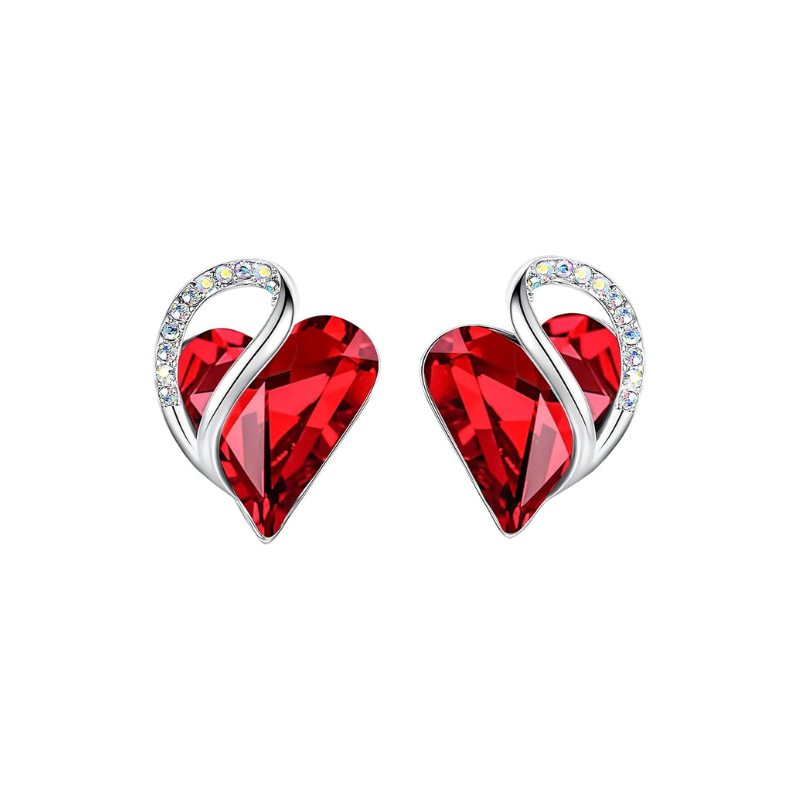 Pendientes corazón infinito de rubí | Oro blanco