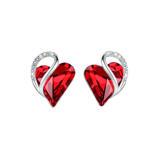 Pendientes corazón infinito de rubí | Oro blanco
