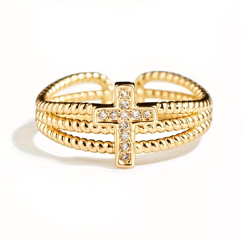 Anillo ajustable de 3 capas entrelazadas